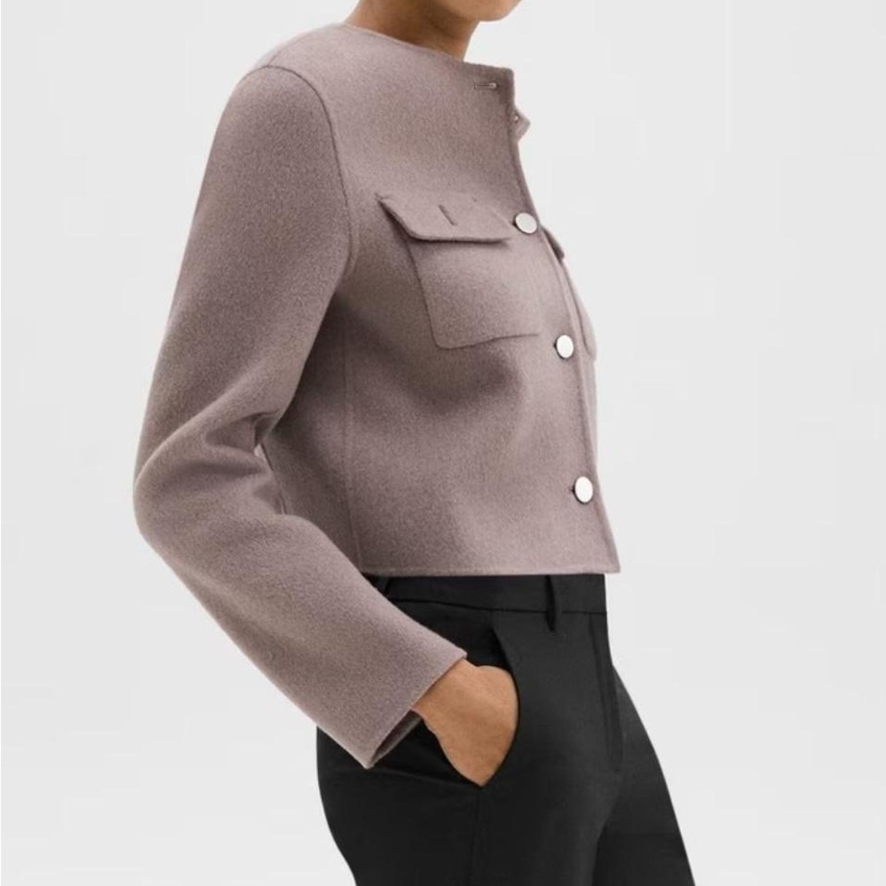 Theory Women's Brown Cropped Cardigan